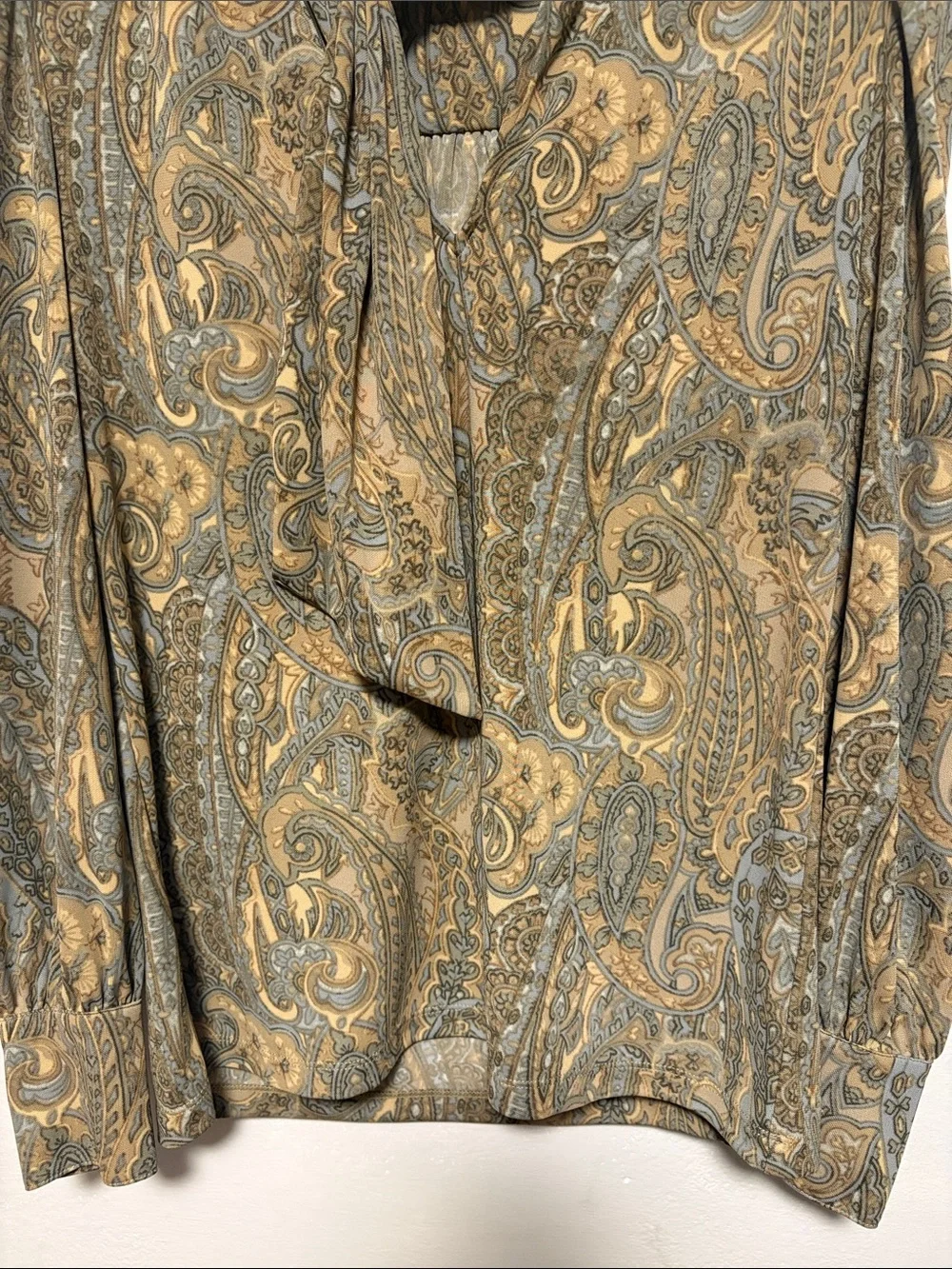 LAUREN RALPH LAUREN Paisley Tie Neck Blouse Size S Long Sleeve Top